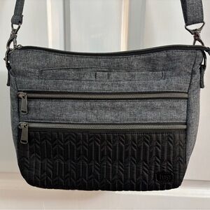 Lug Slider Heather Gray and Black Crossbody Bag